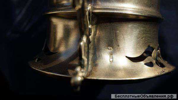 Подстаканник с фигурной ручкой в стиле "Модерн". Серебро "84". Россия, СПб., конец XIX века.