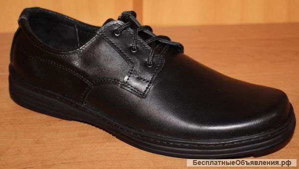 Мужские кожаные туфли черные на шнурках модель АМТ150