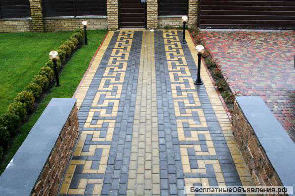 Укладка тротуарной плитки, заливка бетона
