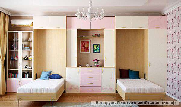 Стенка с двумя шкаф кроватями (вертикальная)