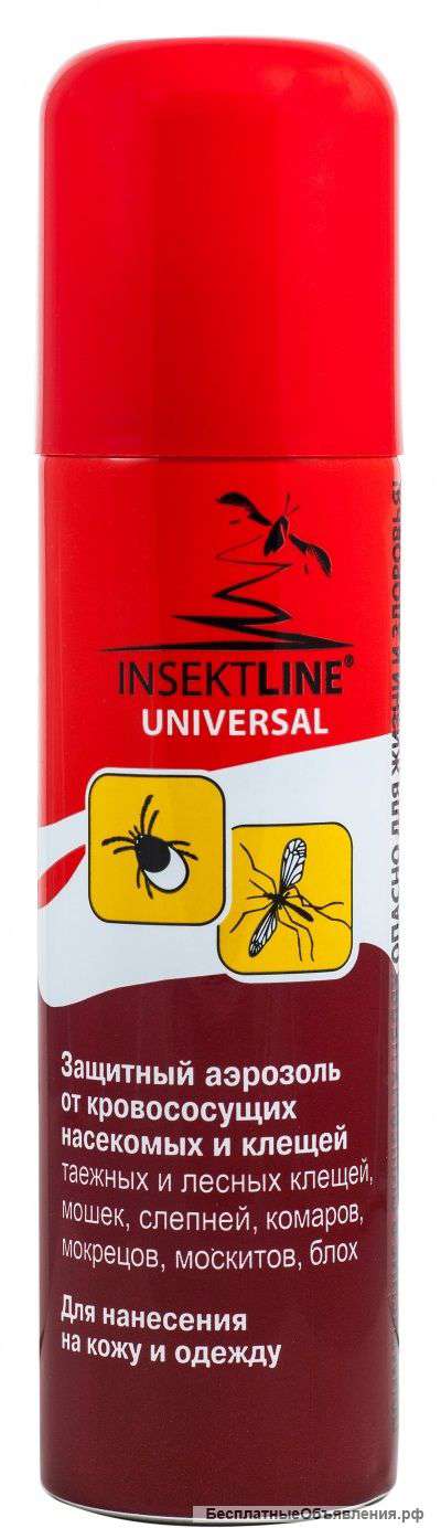 Защитный аэрозоль от укусов кровососущих насекомых и клещей. (INSEKTLINE® UNIVERSAL NEW)