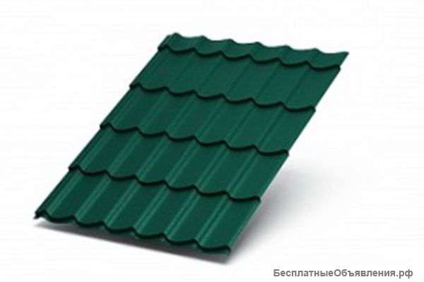 Металлочерепица Супермонтерей 0,42 мм. Цвет Зеленый мох