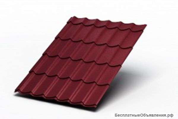 Металлочерепица Супермонтеррей 0,52 мм. Норман. Цвет красное вино