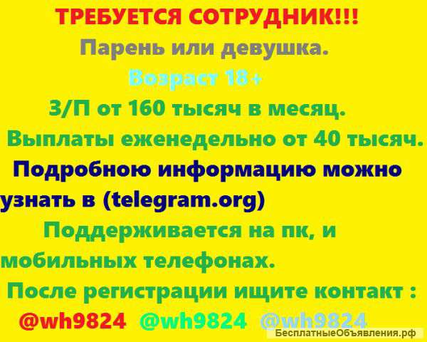 Требуется сотрудник