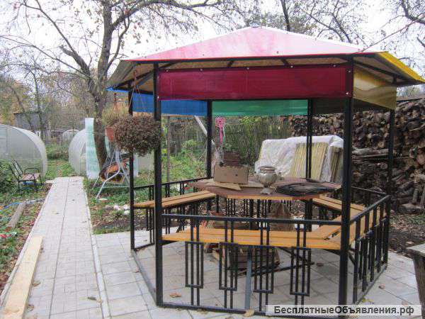 Беседка разборная шестигранная из профтрубы