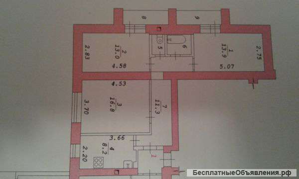Трехкомнатную в ленинском районе
