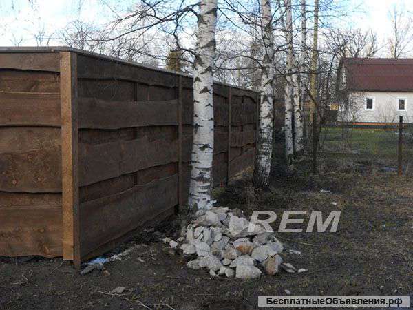 Забор из необрезной доски с установкой