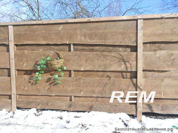 Забор из необрезной доски с установкой