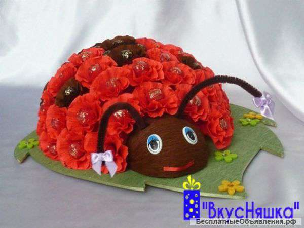 Подарок из конфет - "Божья коровка"