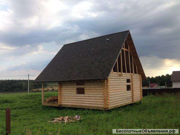 Дом из бревна на винтовых сваях