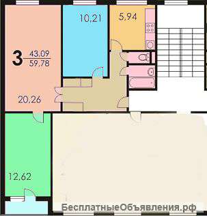 Трёхкомнатную квартиру в аренду на длительный срок в районе м. Коньково