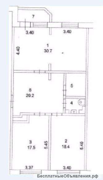2ух комн.кв-ру, общ.площадью 93 кв.м.