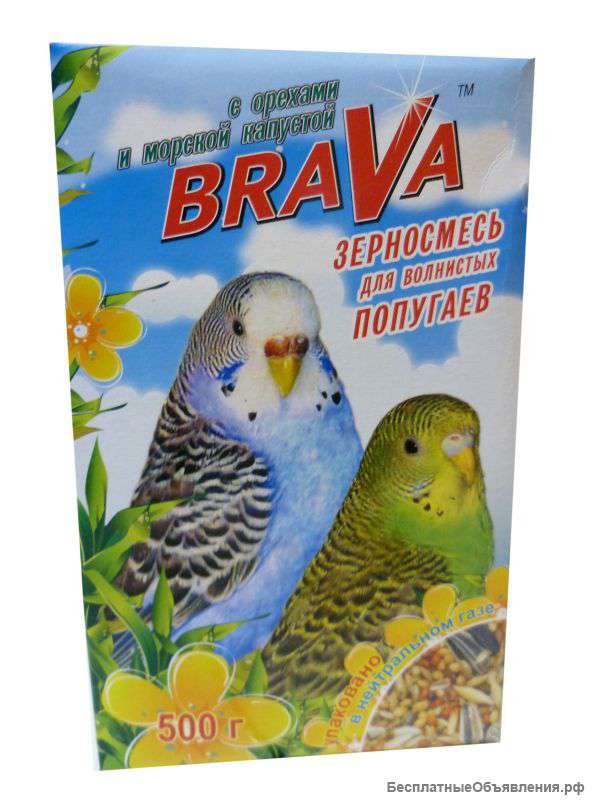 Корма для попугаев ВАКА и BRAVA по 500 гр