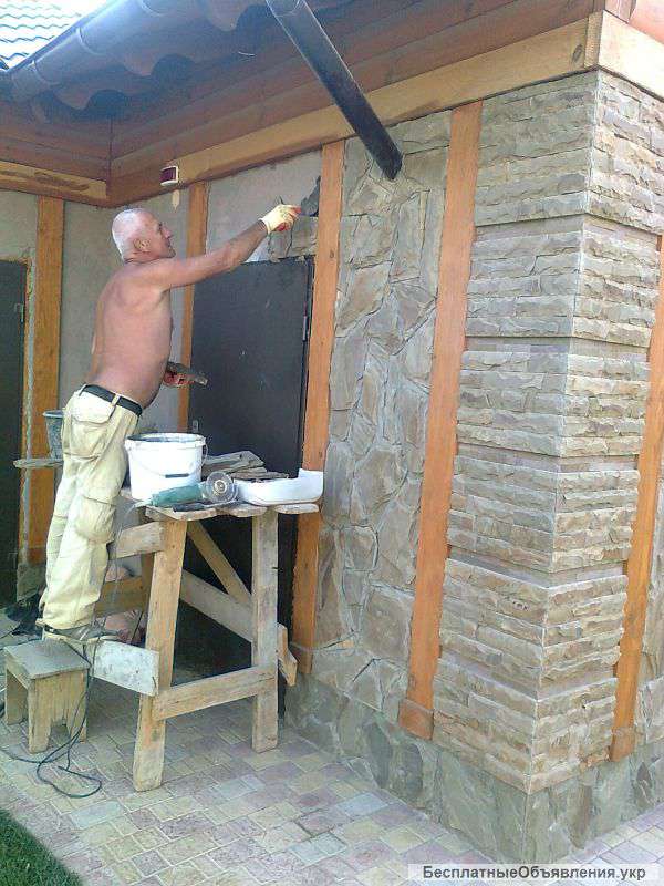 Облицовка природным камнем-песчаником