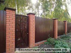 Забор. Установка забора. Забор из профнастила
