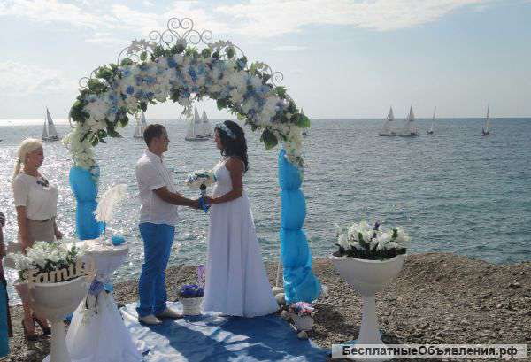 Оформление свадеб и выездных церемоний в Сочи на море и в горах.Свадебная флористика