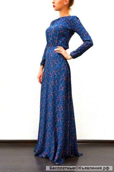 Платье в пол из вискозы с разрезом на спине