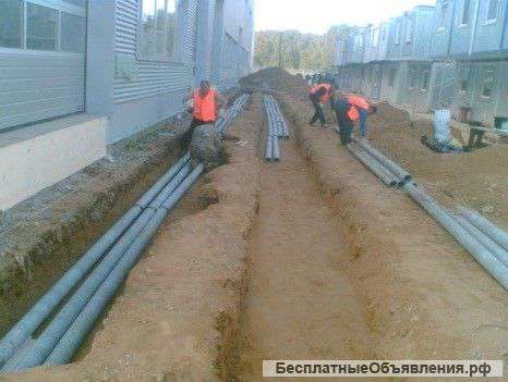 Рытье траншей. Прокладка кабеля.