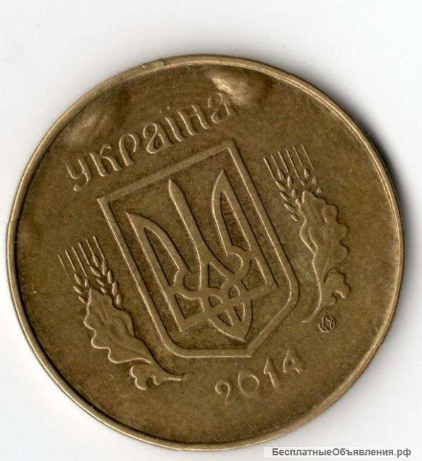 Монета Украины 25коп редкий брак вoлдыри