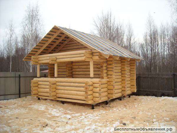 Сруб 5*5 "в чашу" с крыльцом из окоренного бревна