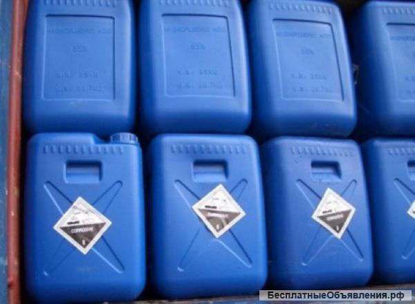 Плавиковую (фтороводородистую) кислоту CAS 7664-39-3, 99,98%