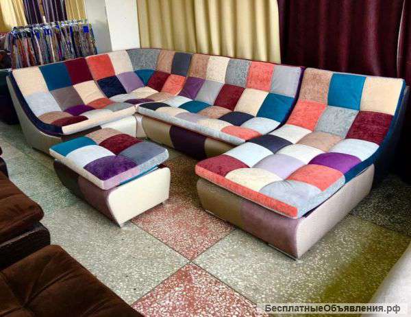 Модульный угловой диван в стиле пэчворк