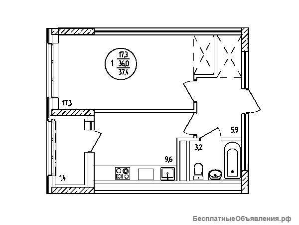 1 комн. квартира, в центре города