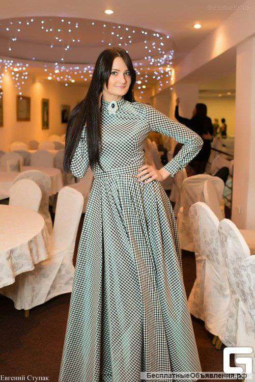 Платье из хлопка пышное в пол