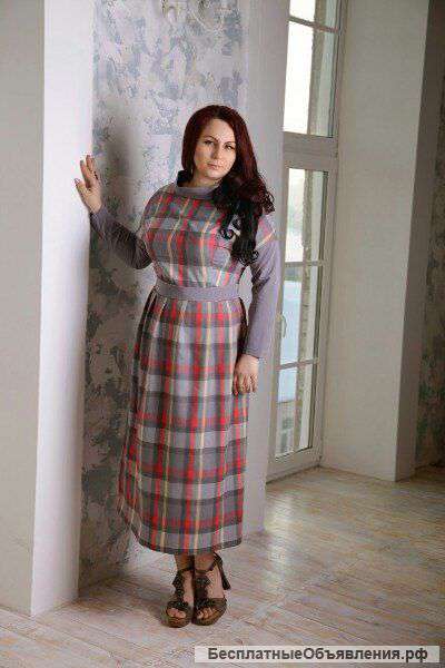Платье в клетку размер 50-52
