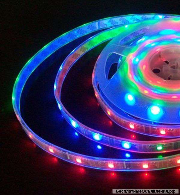 Диодная цветная лента RGB в силиконовой оболочке