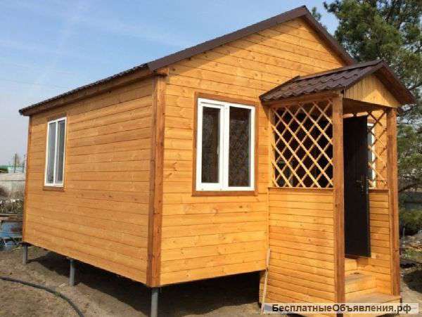 Деревянный дачный дом 5 м х 5 м с крыльцом под ключ