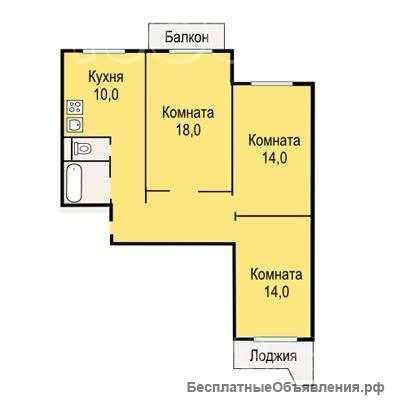 3-х комн. Поречная 3к1