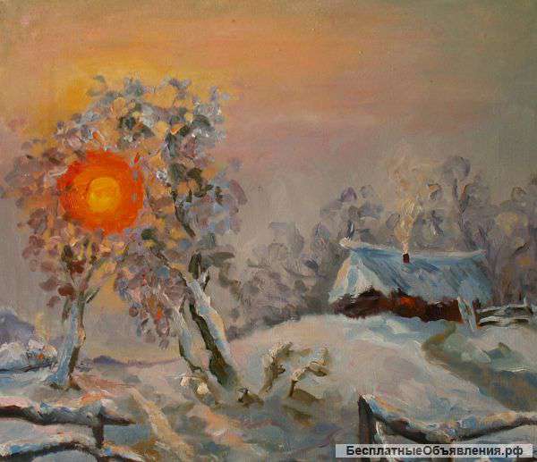 Картина "зима из сказки" маслом