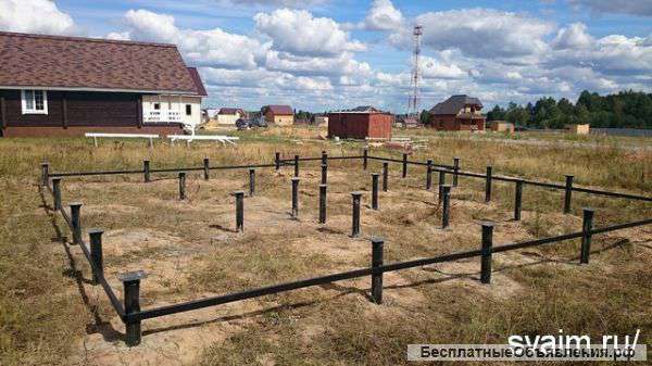 Винтовые сваи. Монтаж фундамента.