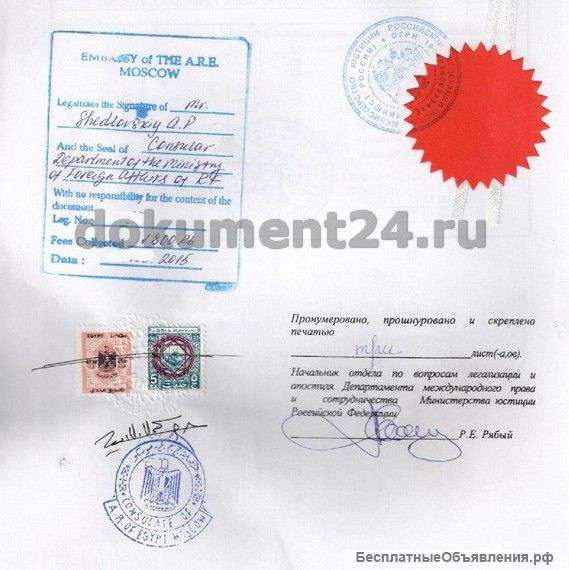 Оформление документов для Египта