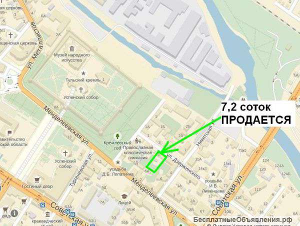 Участок 7.2 сот. ИЖС в центре г.Тулы