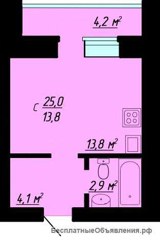 Сдаю студию в новостройке