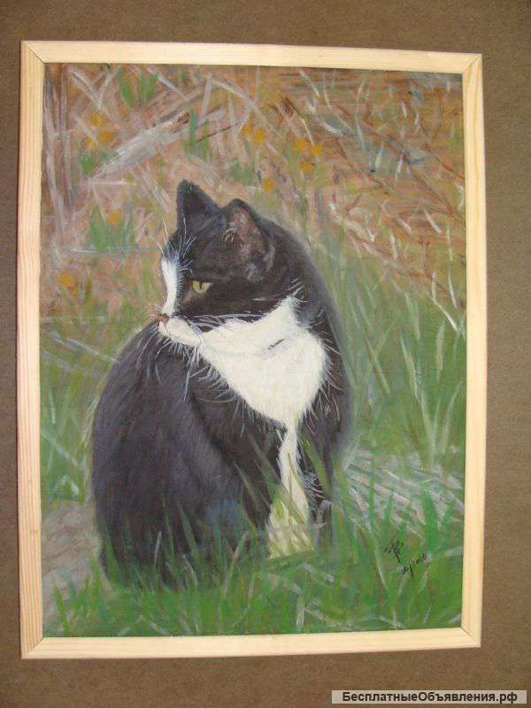 Картина с чёрным котиком