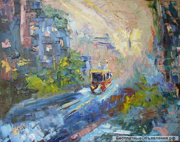 Картина маслом абстракция на тему город