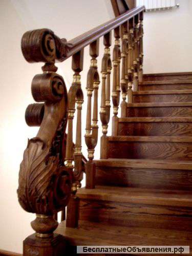 Монтаж лестниц из массива