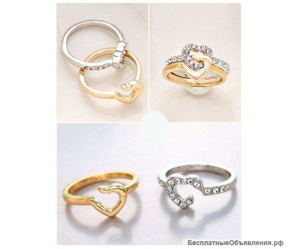 Набор колец Double Heart Rings