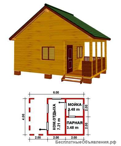 9) Баня 4*6 м. Под усадку. На ленточном фундаменте