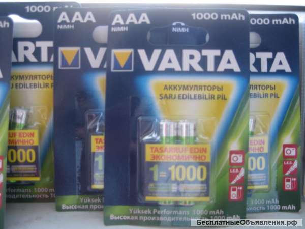 Аккумуляторы VARTA 1000mAh AAA