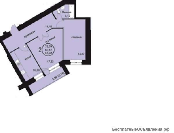 2 комнатную квартиру в ЖК Авиатор