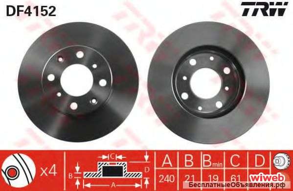 Тормозной диск TRW DF4152 Honda FIT GD3
