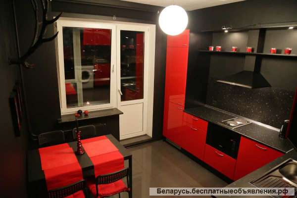 Кухня угловая красное с черным