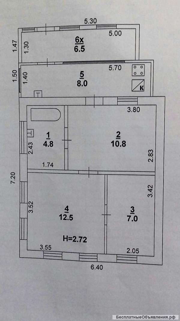 Дом в Железнодорожном районе, Республиканская - Рыбный, 50/30/8