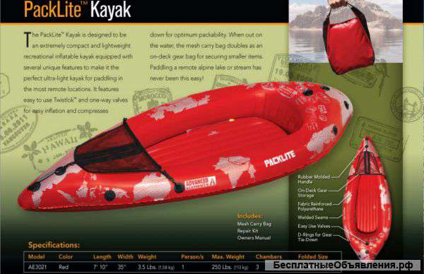 Каяк PackLite - новый (1800 г)
