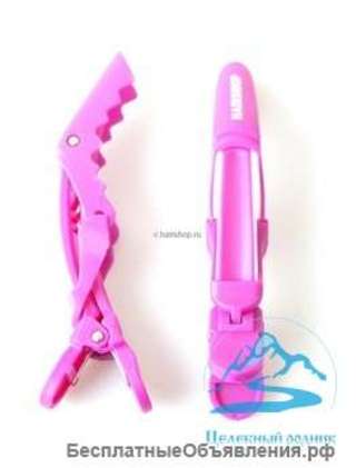 Зажим для волос прорезиненный розовый (2шт)
