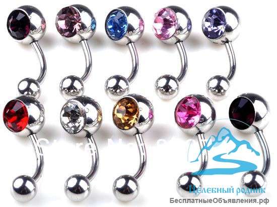 Пирсинг бананы- с 1 камнем х.с